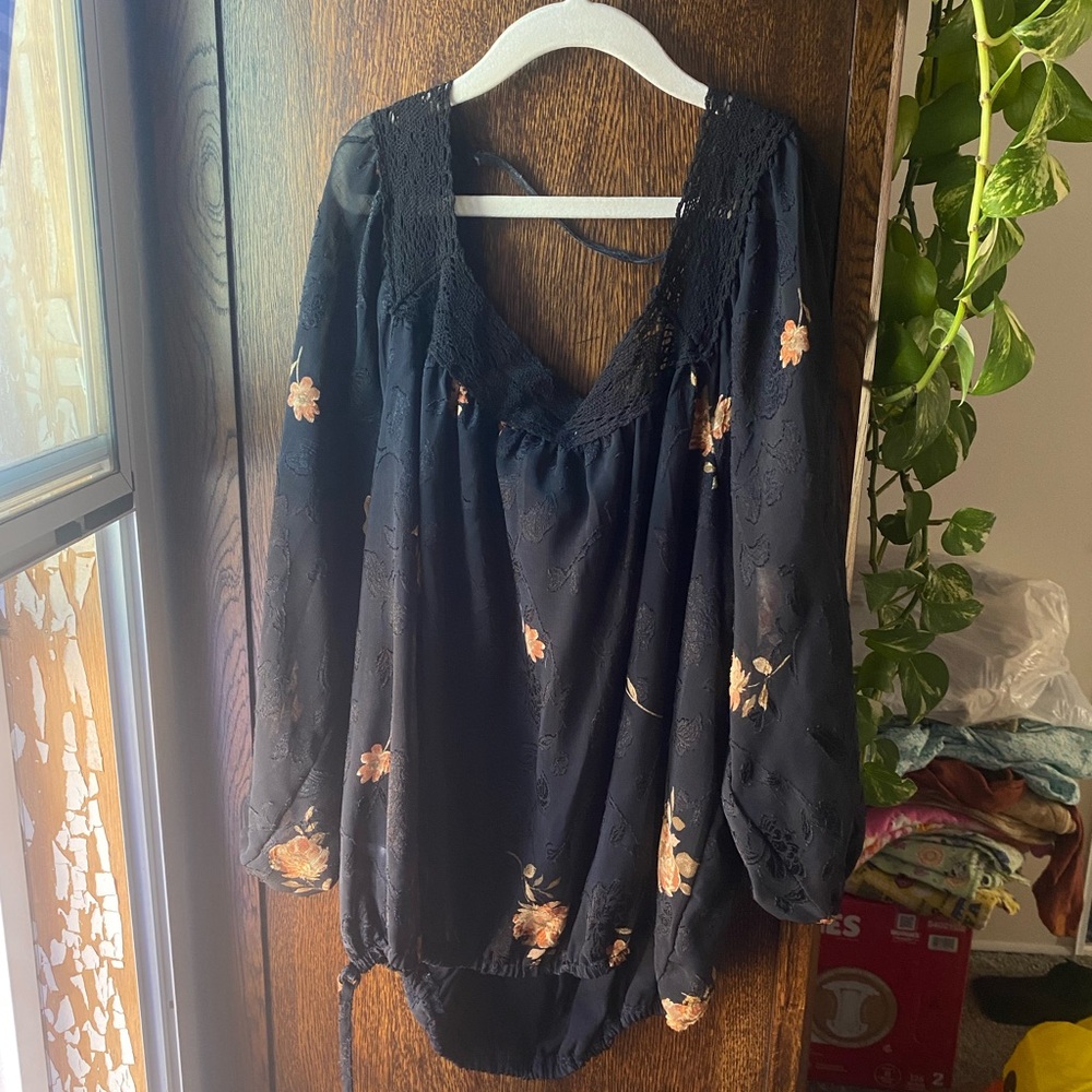 Floral Black Lace Blouse